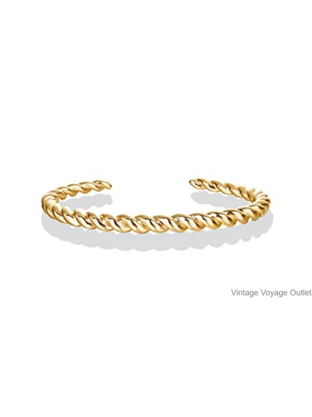 14K Gold Plated Twisted Bangle Bracelet Women Chunky Everyday Gift